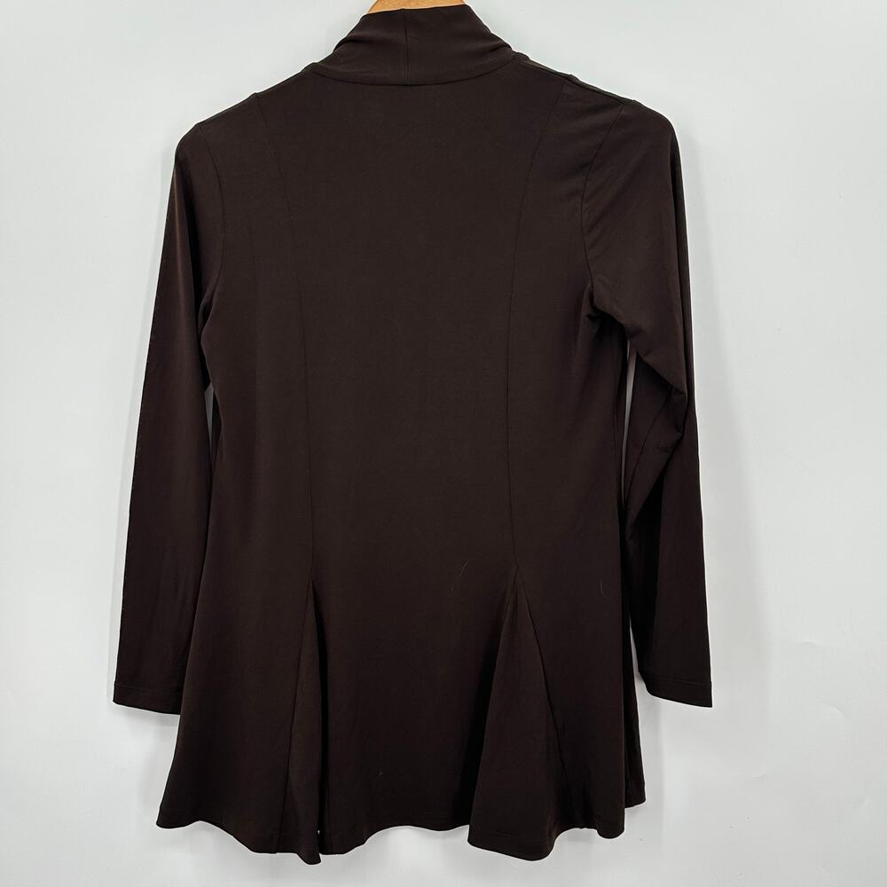 Susan Graver Chocolate Brown Open Front Cardigan Shawl Collar Womens 2XS XXS - Picture 4 of 8
